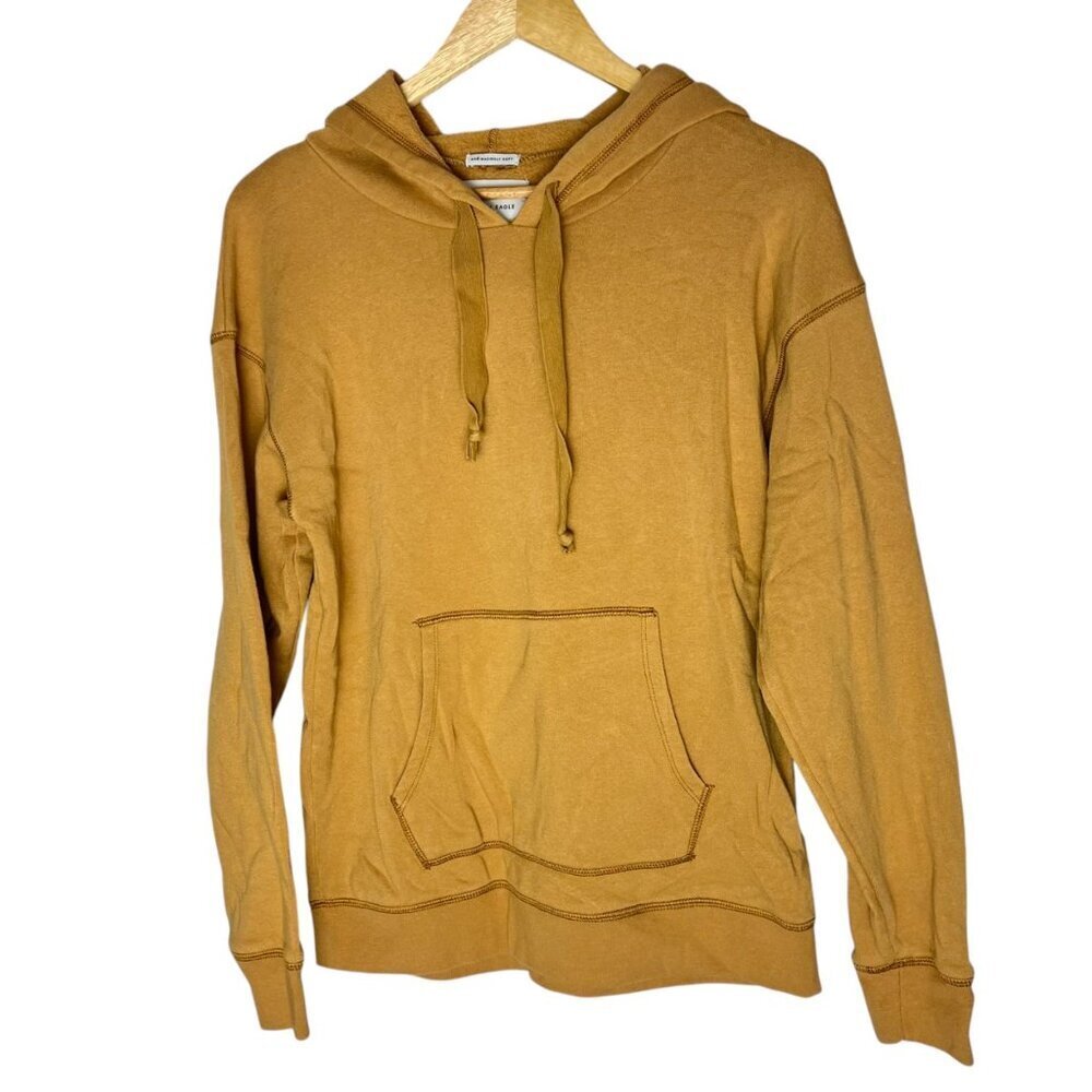 American Eagle Women's Small Hoodie Tan Yellow Legging Fit Comfy Lounge Soft